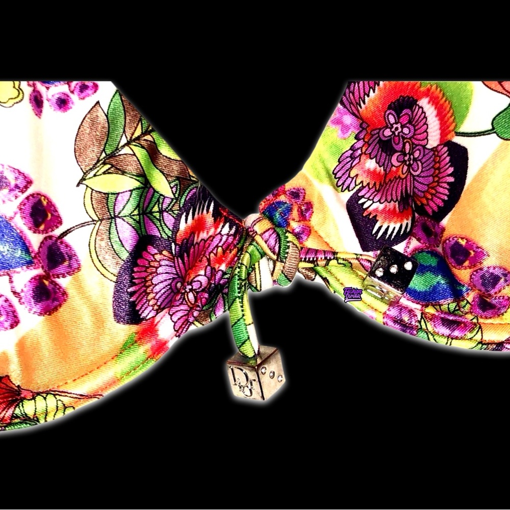 Dior John Galliano 2000s Limited Edition Hawaii Floral Gambler Dice Bikini Top - Picture 14 of 17